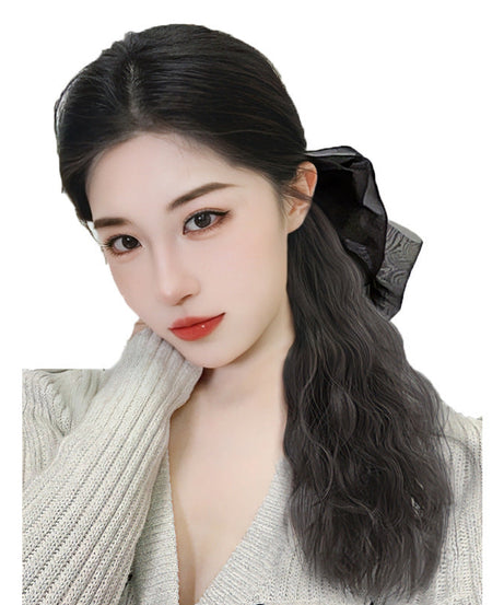 Women's Long Hair Bow High Ponytail Grip Clip
