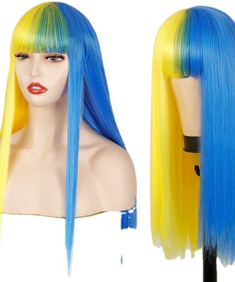 Cosplay Festival Wig Double Color Matching Head Straight Bangs