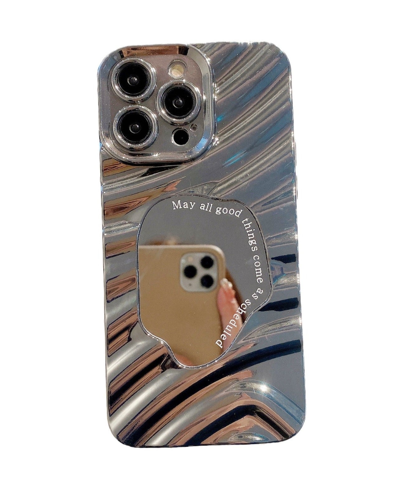 Advanced Silver Applicable To 16 Protective Case 15PROMAX Water Ripple Mirror Drop-resistant Phone Case