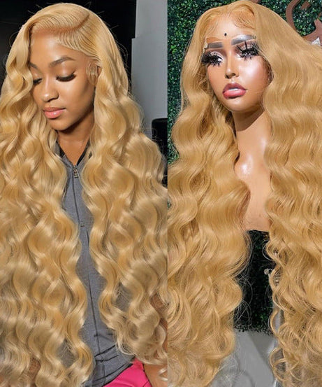 Light Gold Big Wave Lace Wig Head Cover