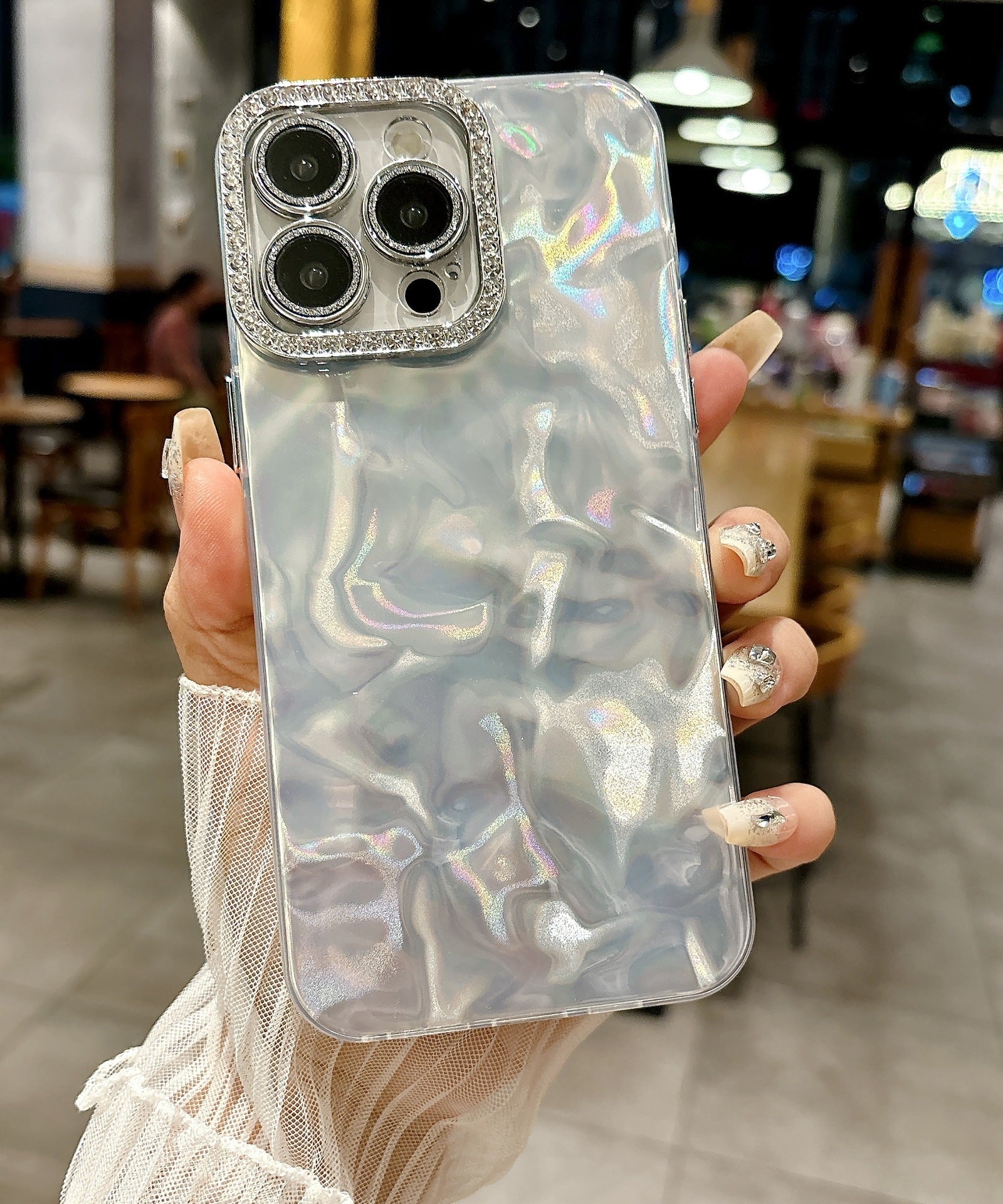 Silver Water Ripple Applicable To 16 Phone Case