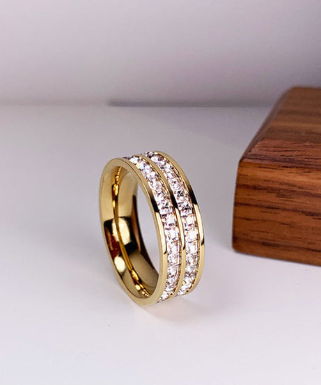 INS Rings Titanium Steel Couple Single And Double Row Diamond Ring