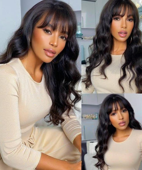 Wig Female Long Curly Hair Big Wave Air Bangs Simulation Whole Head Cover