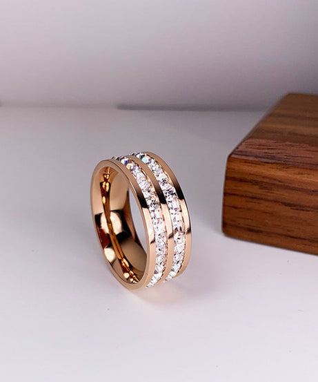 INS Rings Titanium Steel Couple Single And Double Row Diamond Ring