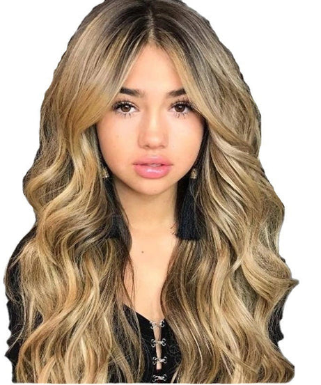 Women's Mixed Color Mid-length Synthetic Wigs Rose Net Wig