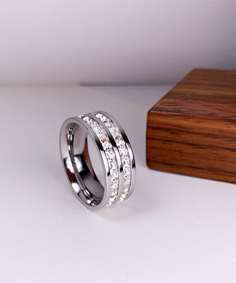 INS Rings Titanium Steel Couple Single And Double Row Diamond Ring