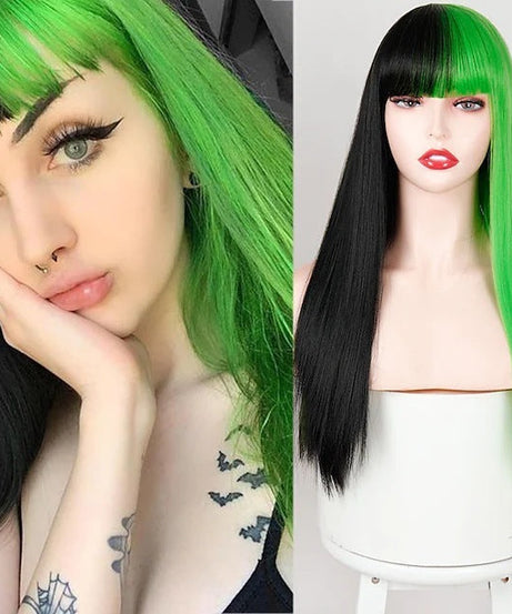 Cosplay Festival Wig Double Color Matching Head Straight Bangs