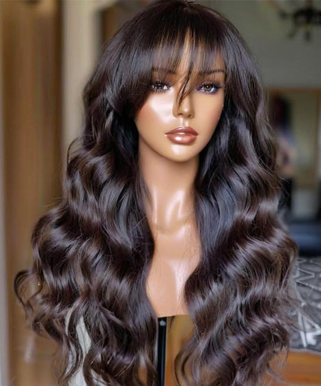 Wig Female Long Curly Hair Big Wave Air Bangs Simulation Whole Head Cover