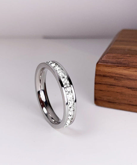 INS Rings Titanium Steel Couple Single And Double Row Diamond Ring