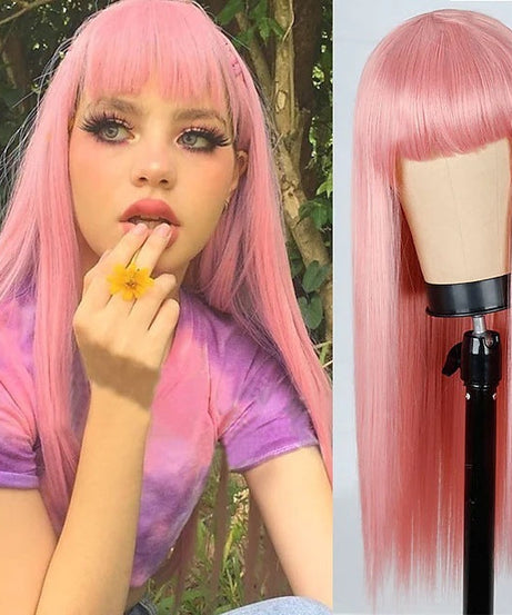 Cosplay Festival Wig Double Color Matching Head Straight Bangs