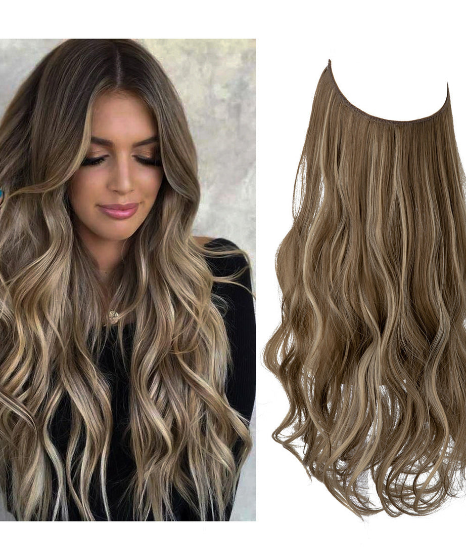 Wig Female Extension Chemical Fiber Long Curly Hair Matte High-temperature Fiber Fishing Thread Wig Set